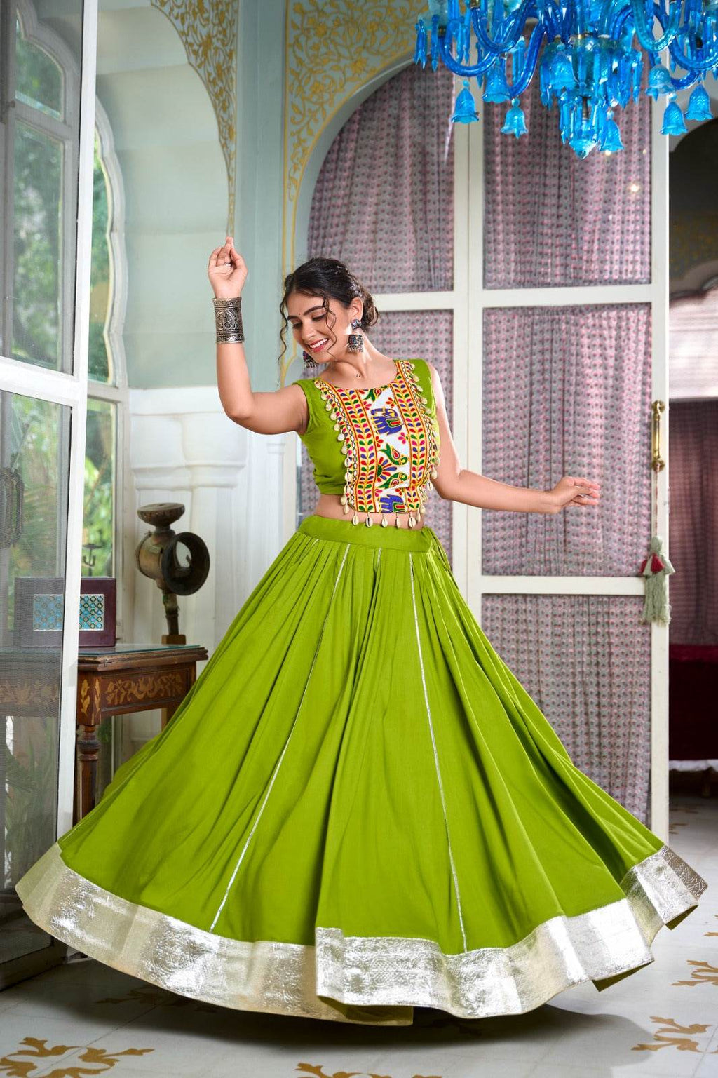 Festive Fashion at Its Best: Rayon Lehenga and Gamthi Work Blouse for Navratri - Rpd Fashion